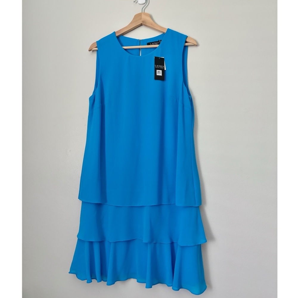 Ralph Lauren Azure Blue Tiered Mini Swing Dress